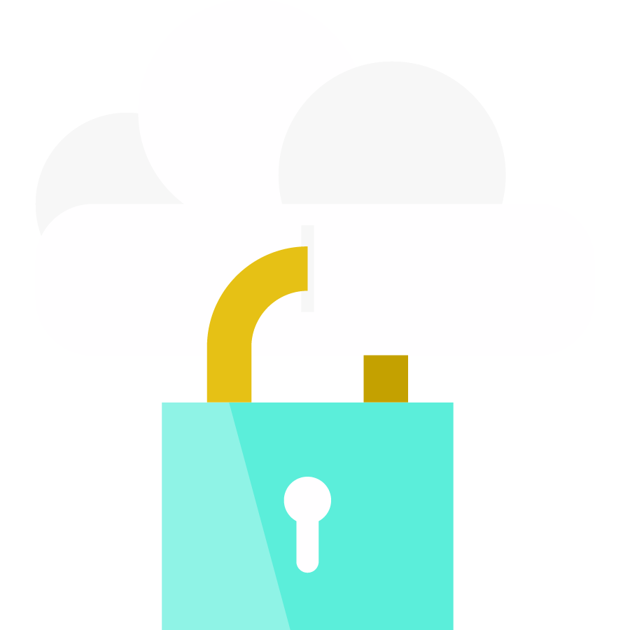 Illustration of a lock in the cloud, signifying IT